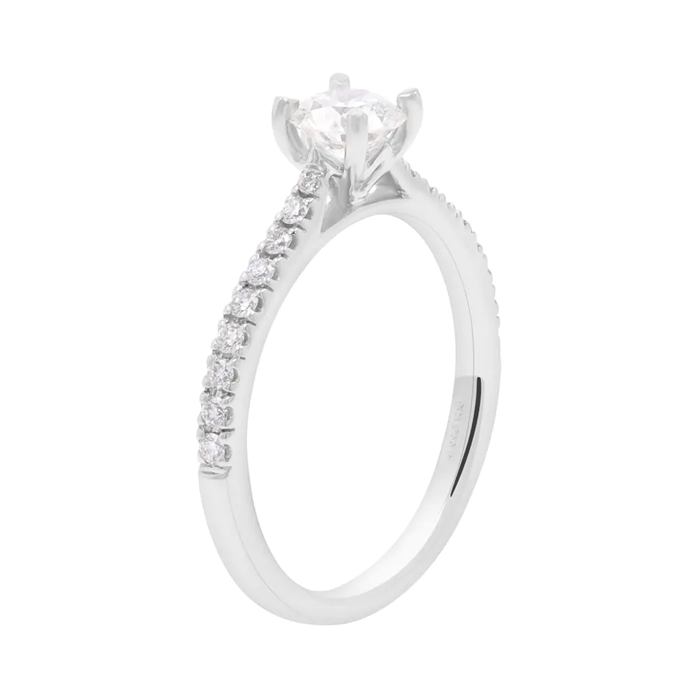 Platinum 0.68ct Diamond Solitaire Ring with Diamond Shoulders