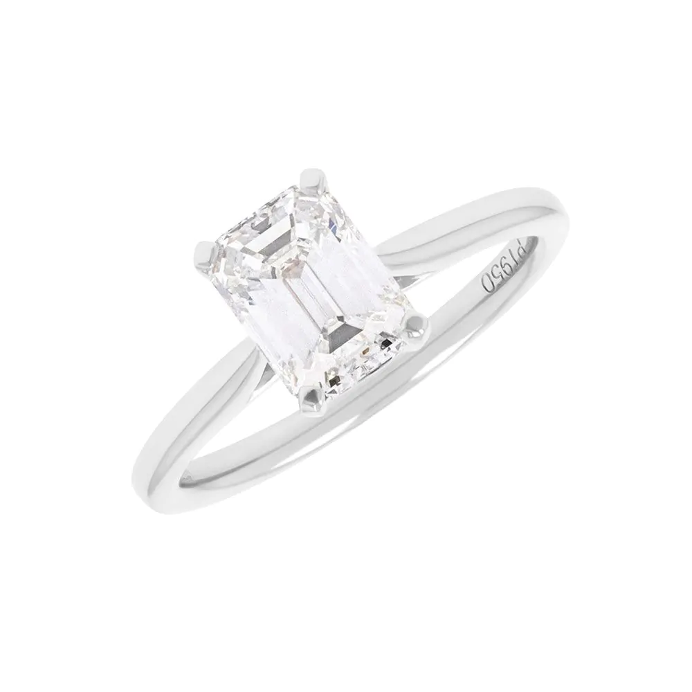 Platinum 1.50ct Emerald Cut Diamond Solitaire Ring