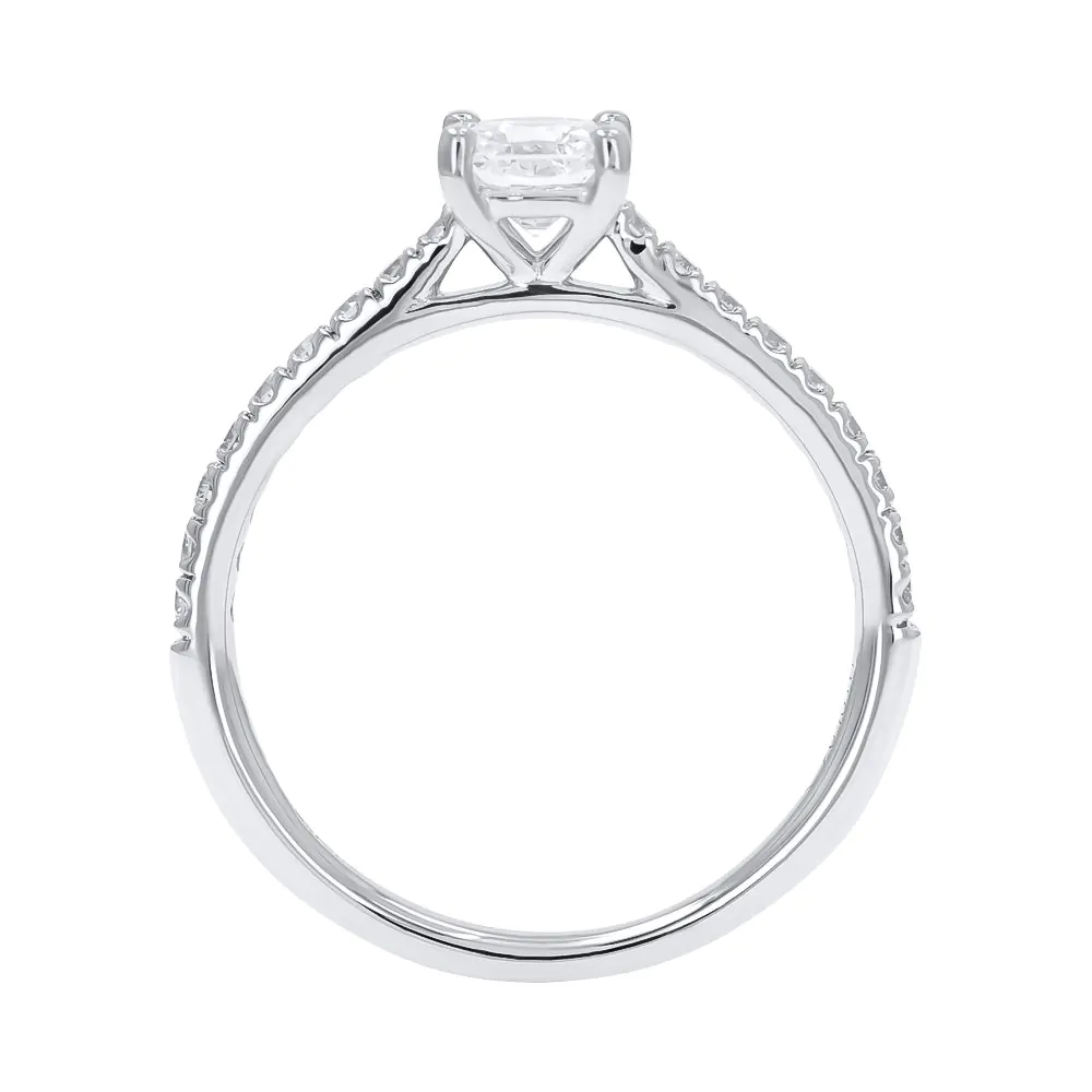 Platinum Diamond Engagement Ring with Diamond Set Shoulders
