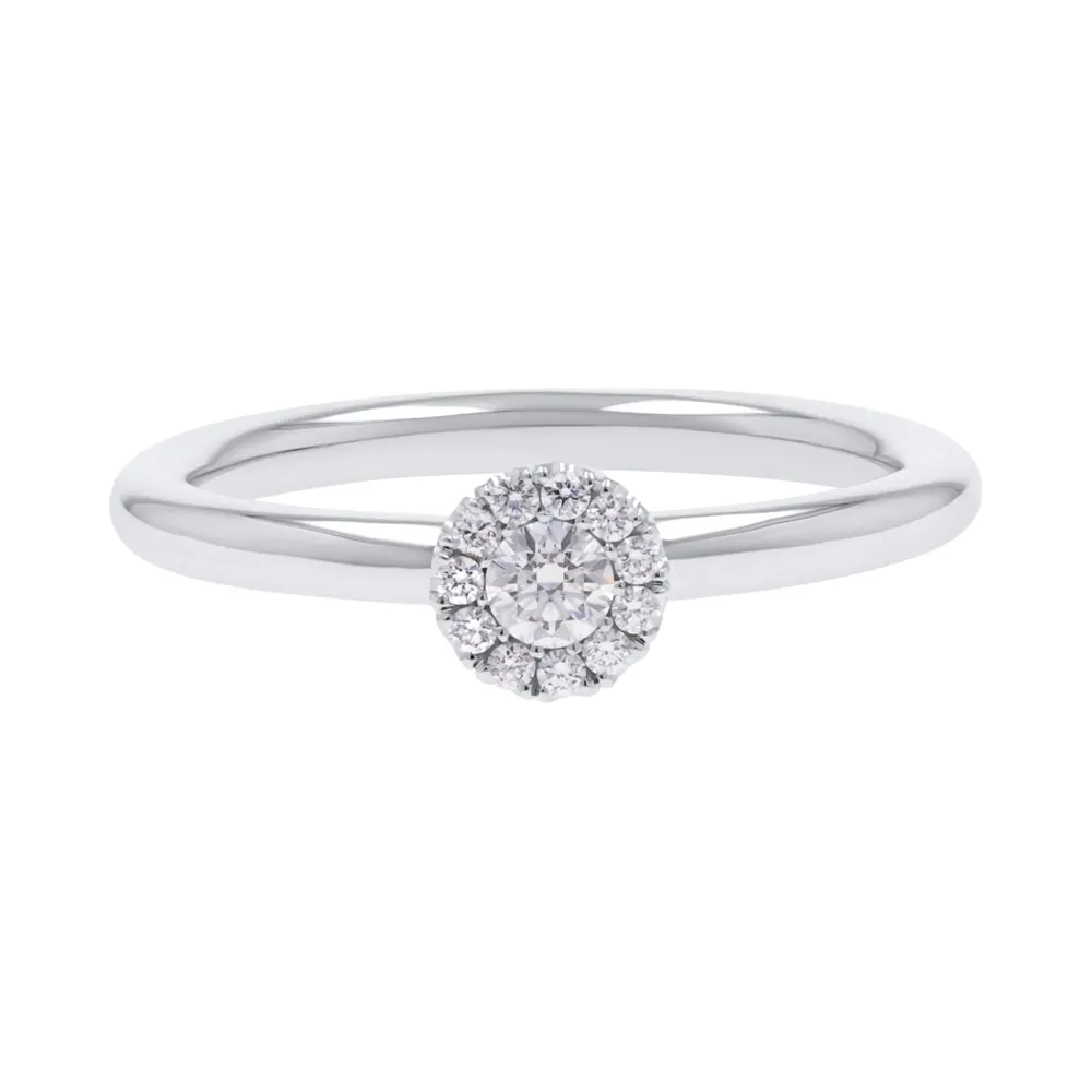 18ct White Gold 0.15ct Diamond Halo Engagement Ring