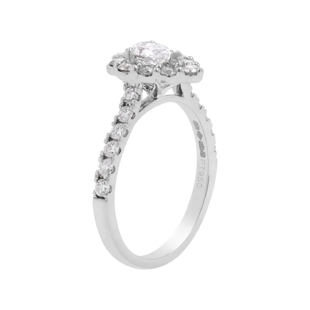 Platinum 1.17ct Pear Cut Diamond Cluster Ring