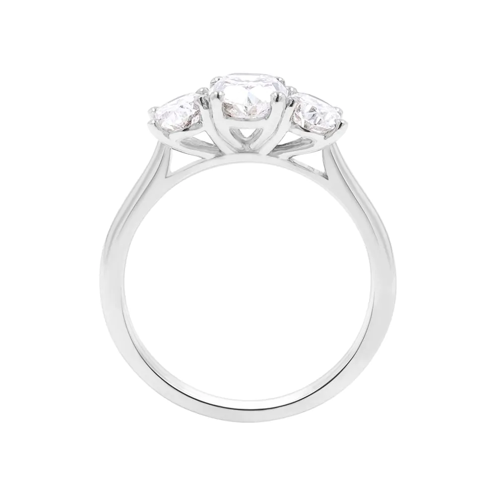 Platinum 2.00ct Oval Cut Diamond Three Stone Ring