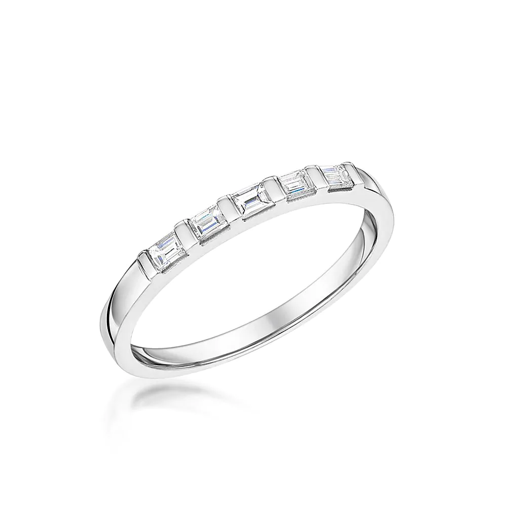 Platinum 0.27ct Baguette Cut Diamond Half Eternity Ring