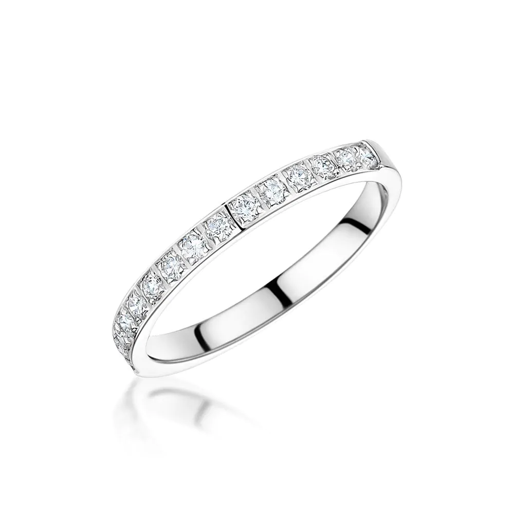 18ct White Gold 0.12ct Brilliant Cut Diamond Half Eternity Ring