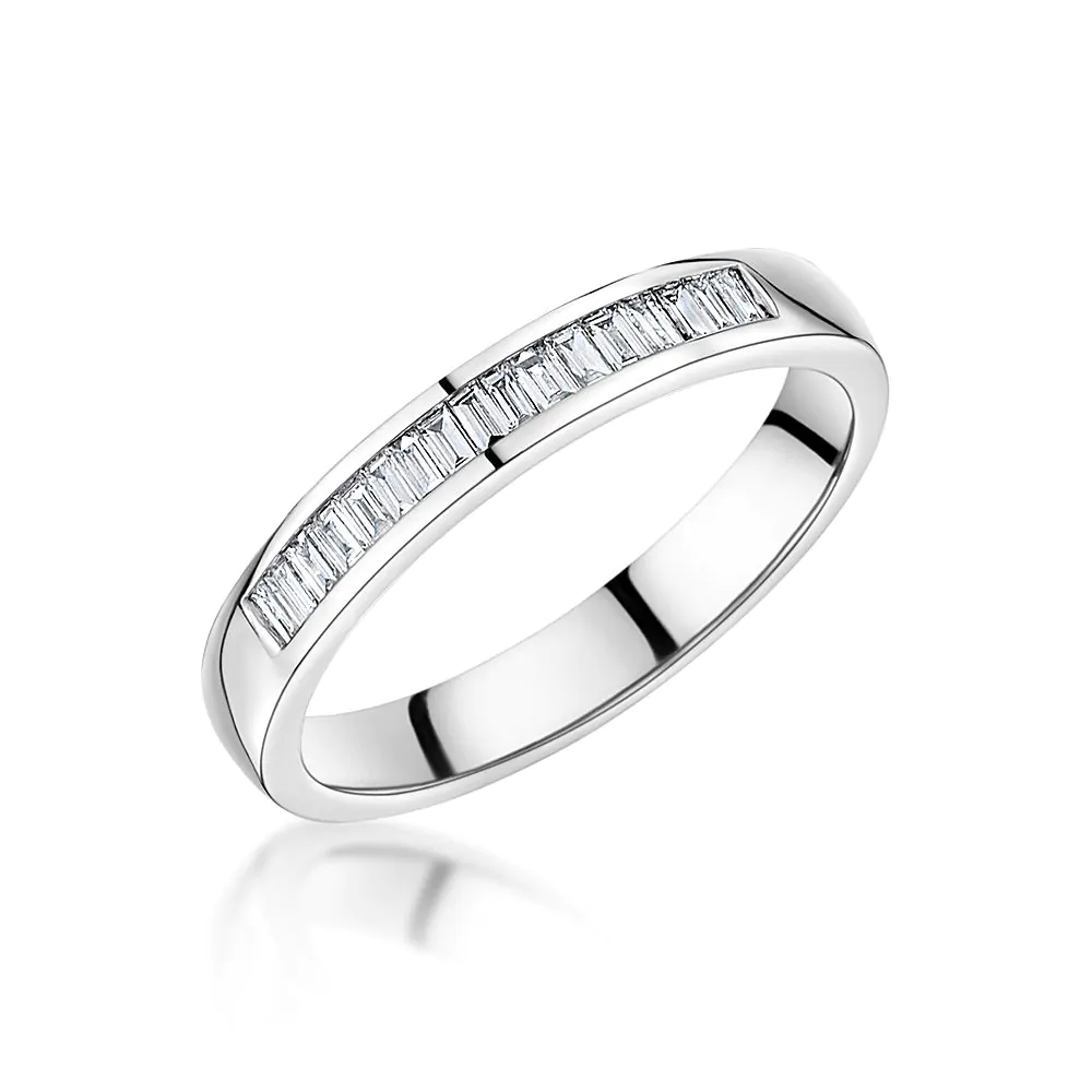 18ct White Gold 0.20ct Baguette Cut Half Eternity G/SI Ring