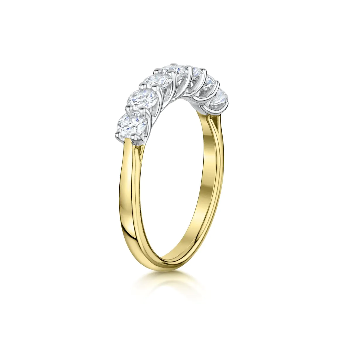 18ct Yellow Gold 7 Stone 0.75ct Brilliant Cut Diamond Ring
