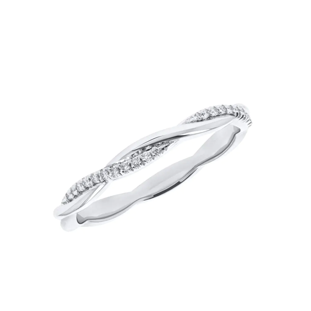 18ct White Gold 0.06ct Diamond Entwined Half Set Dress Ring