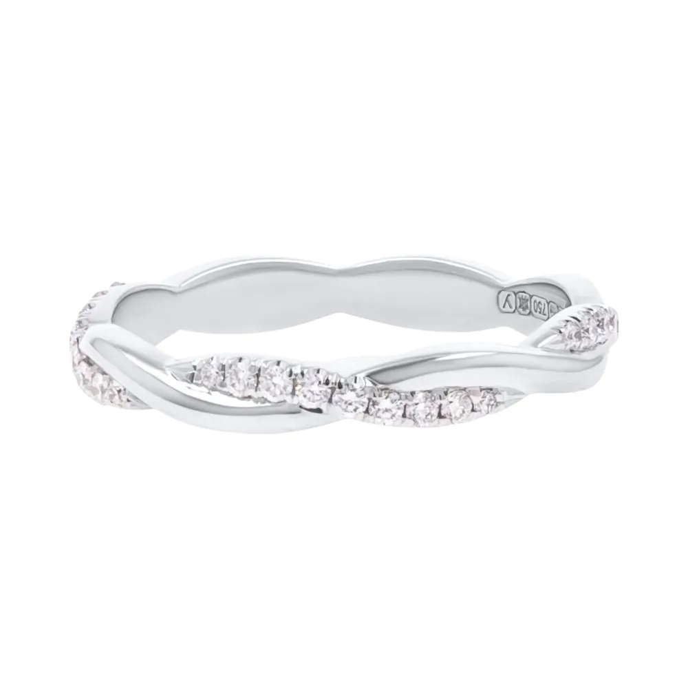 18ct White Gold 0.32ct Diamond Entwined Wide Full Set Dress Ring