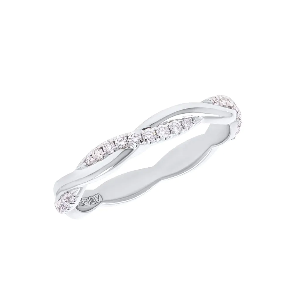 18ct White Gold 0.32ct Diamond Entwined Wide Full Set Dress Ring