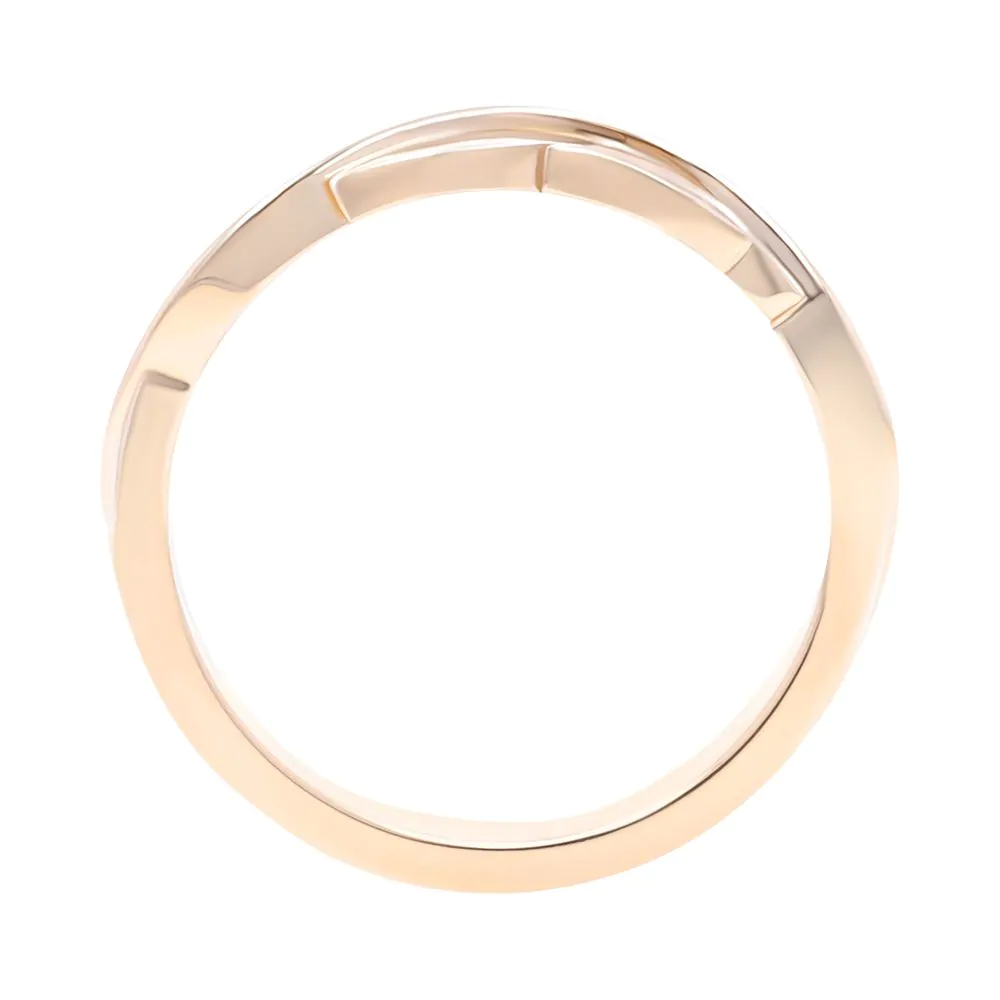 18ct Rose Gold 0.10ct Diamond Leaf Design Wide Half Set Dress Ring