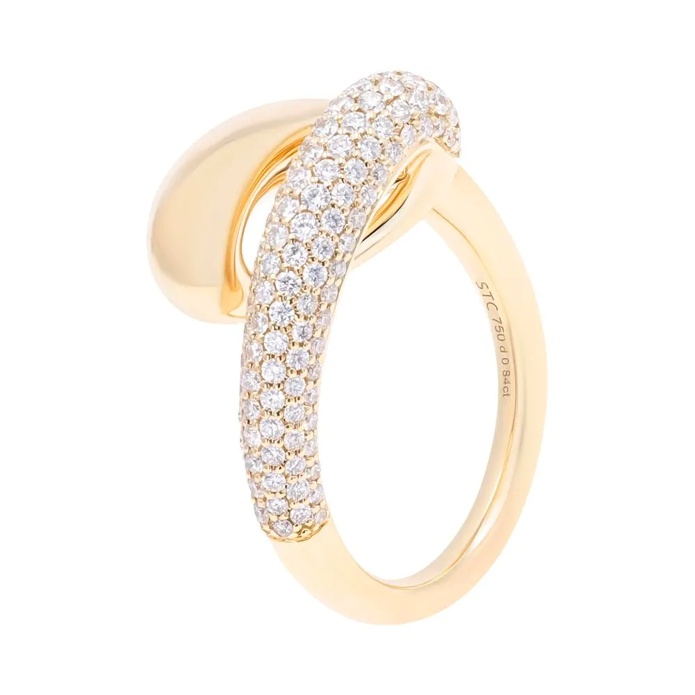 18ct Yellow Gold 0.84ct Diamond Wraparound Teardrop Ring