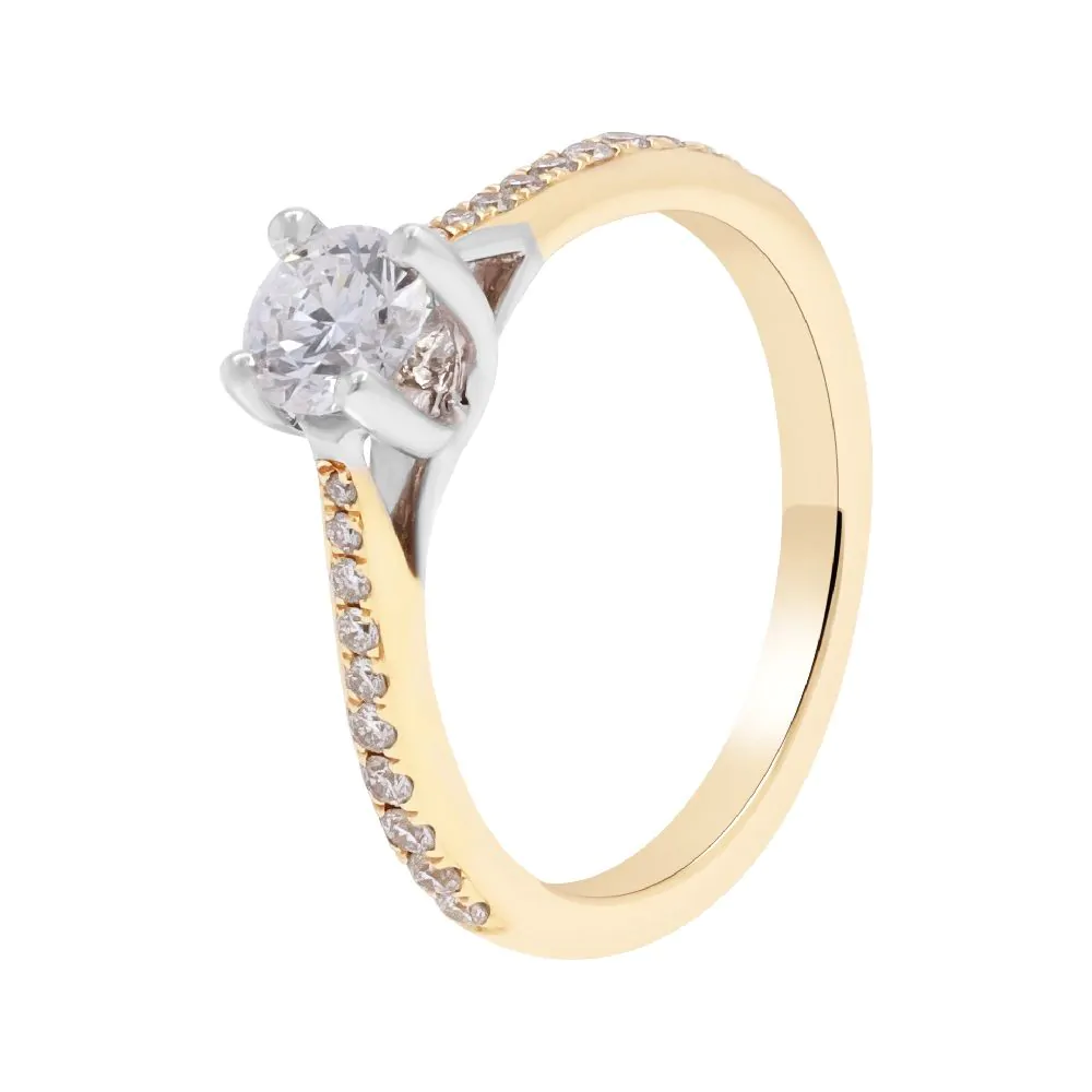 18ct Yellow Gold 0.55ct Diamond Solitaire Ring with Diamond Shoulders