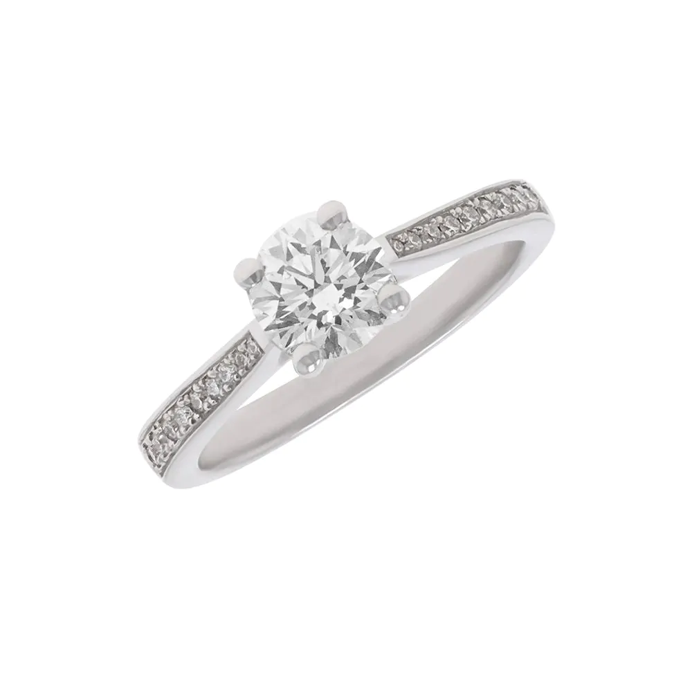 Platinum 0.90ct Round Brilliant Cut Diamond Solitaire Engagement Ring