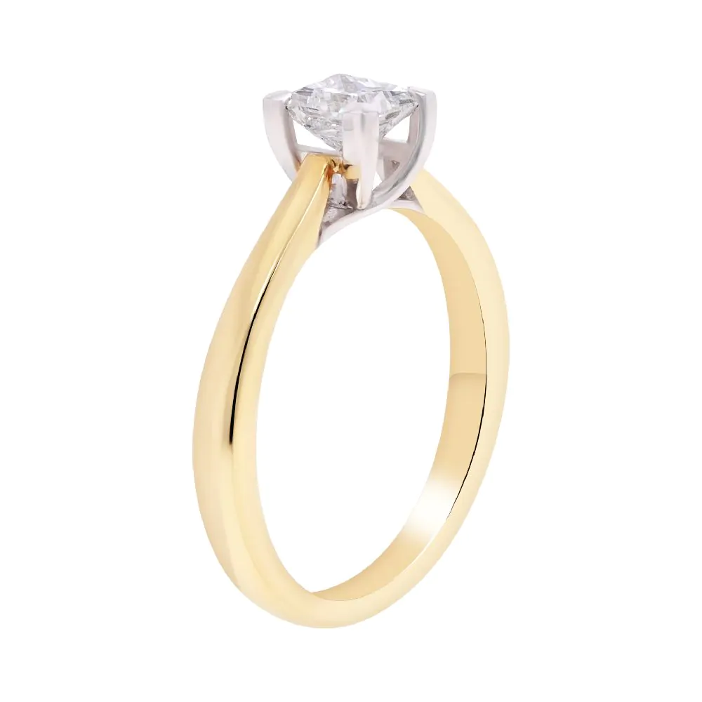 18ct Yellow and White Gold 0.60ct Diamond Solitaire Engagement Ring
