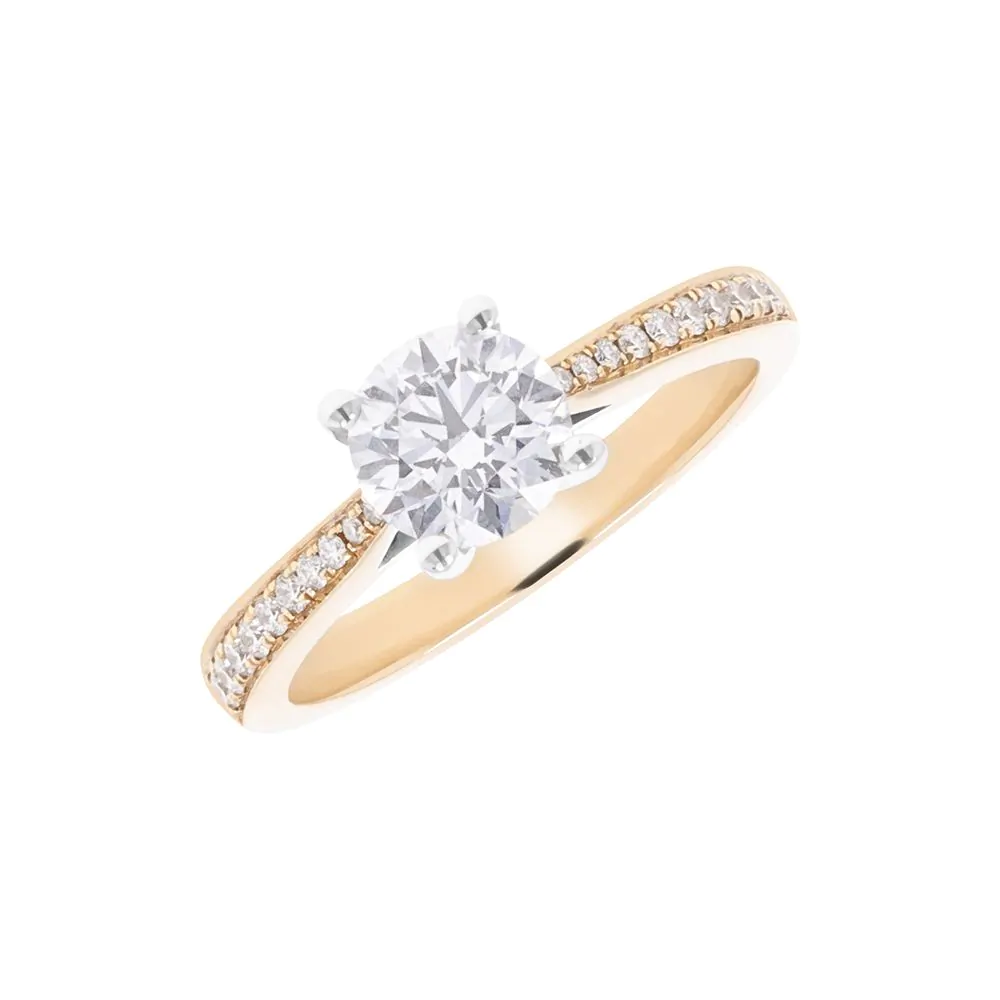 18ct Yellow & 18ct White Gold 1.01ct Diamond Solitaire Engagement Ring
