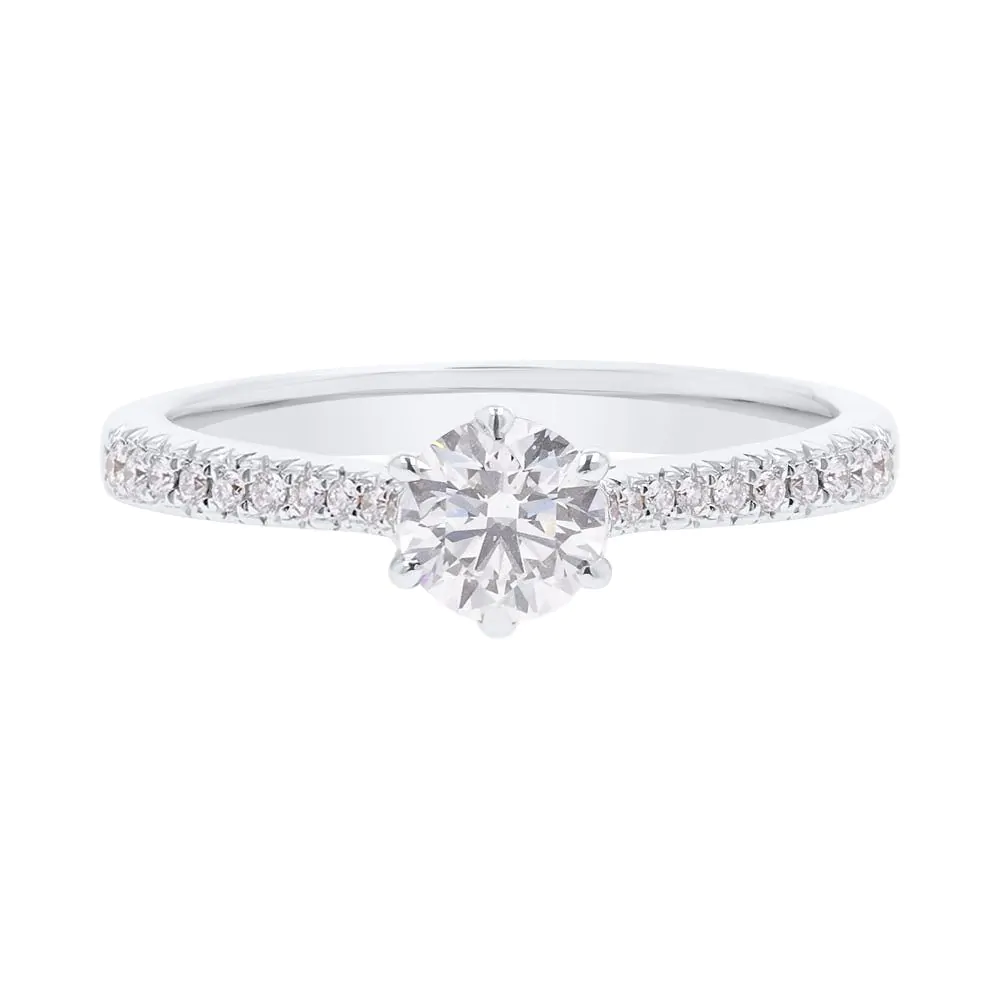 18ct White Gold 0.63ct Diamond Shoulders Engagement Ring