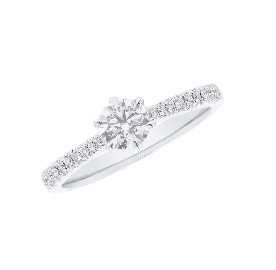 18ct White Gold 0.63ct Diamond Shoulders Engagement Ring