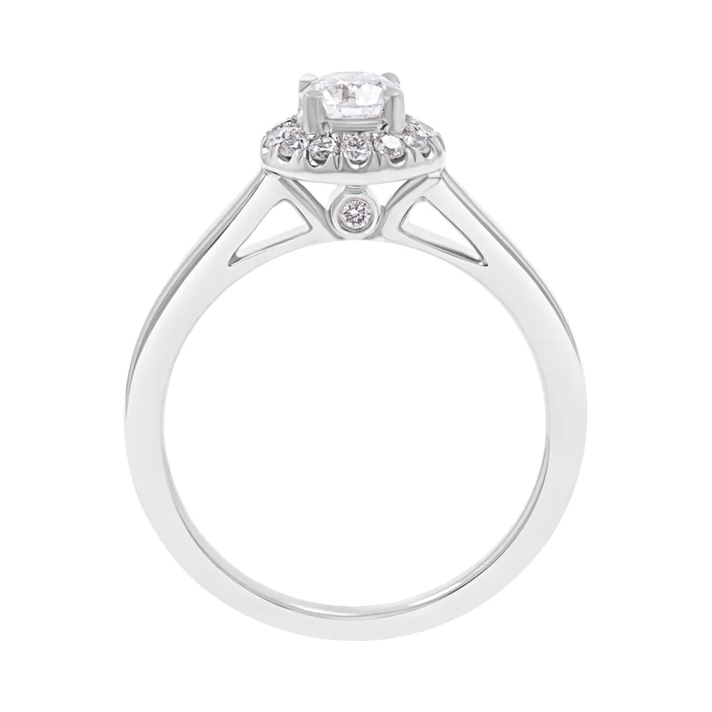 Platinum 0.37ct F SI1 Brilliant Cut Diamond Halo Ring