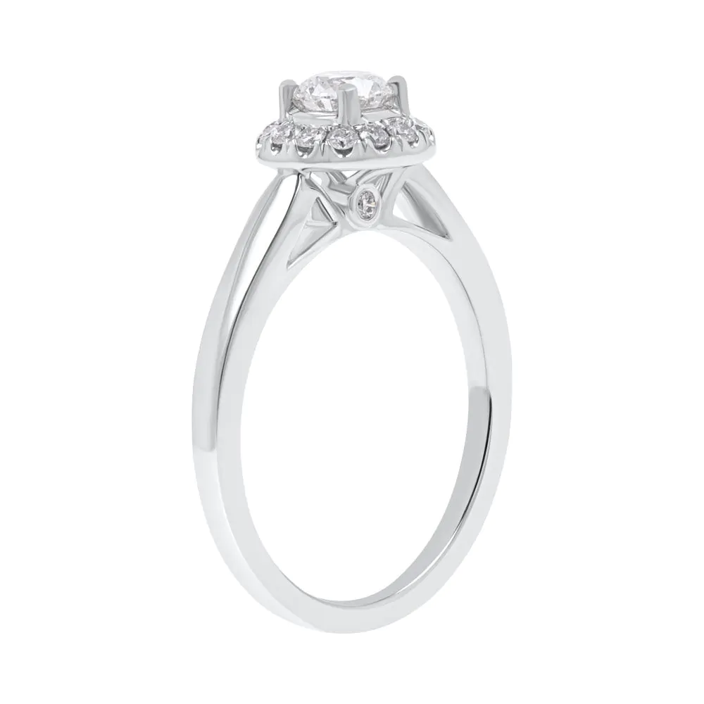 Platinum 0.37ct F SI1 Brilliant Cut Diamond Halo Ring