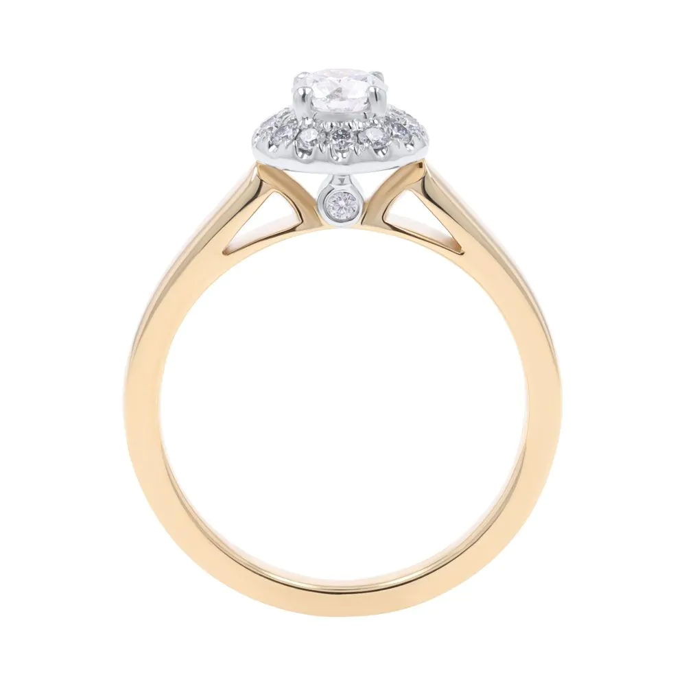 18ct Yellow Gold & Platinum 0.33ct F SI1 Brilliant Cut Diamond Halo Ring
