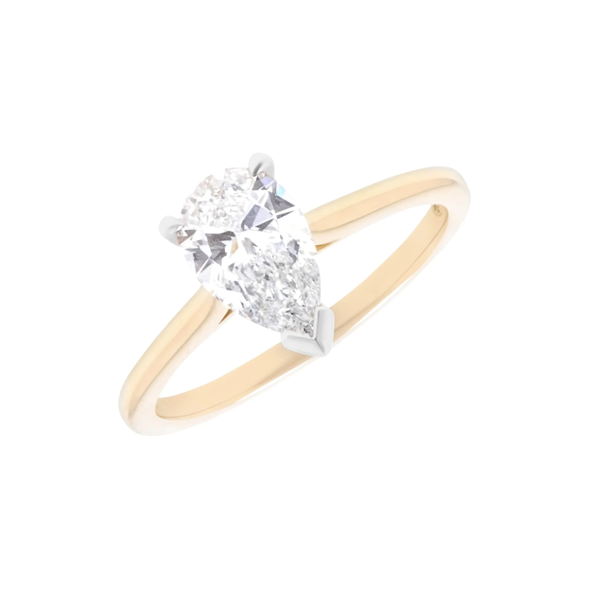 Wendy 18ct Yellow Gold and Platinum 1.01ct Pear Cut Diamond Solitaire Ring
