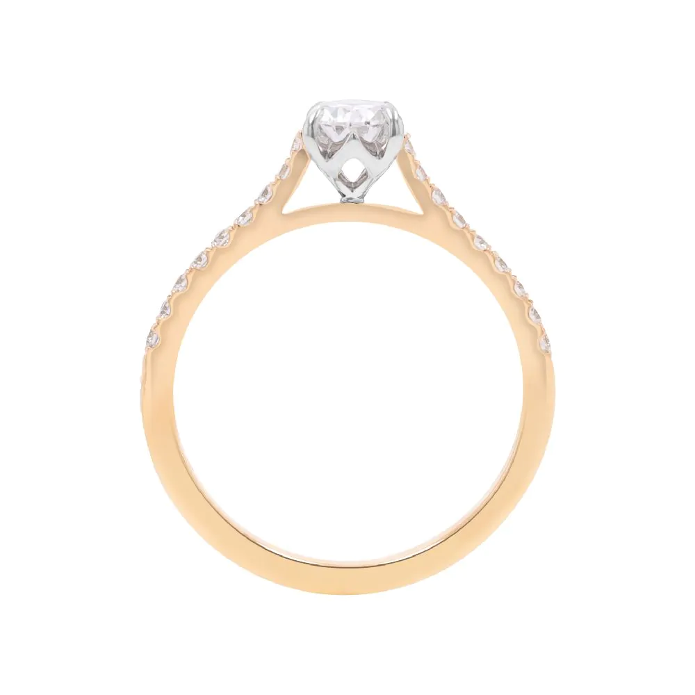 Wendy 18ct Yellow Gold and Platinum 0.50ct Oval Cut Diamond Solitaire Ring