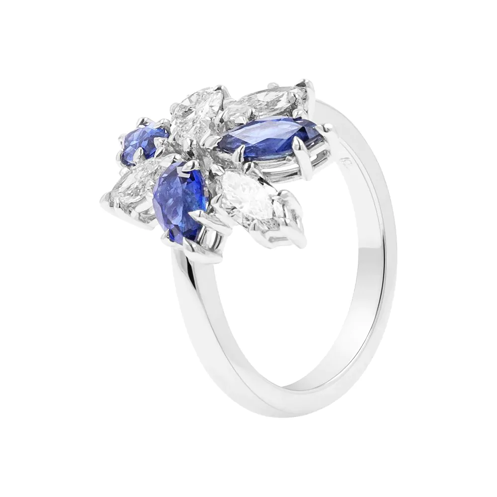18ct White Gold 1.32ct Sapphire and 0.94ct Diamond Dress Ring