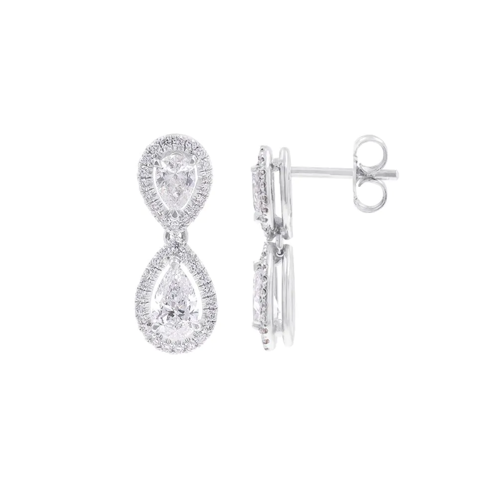 Platinum Handcrafted 1.09ct Diamond Drop Earrings