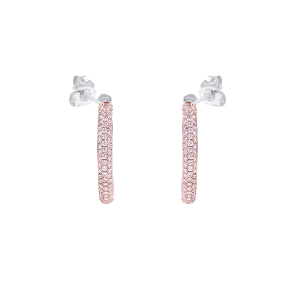 18ct Rose and White Gold 1.36ct Pink and 0.56ct White Diamond Hoop Earrings