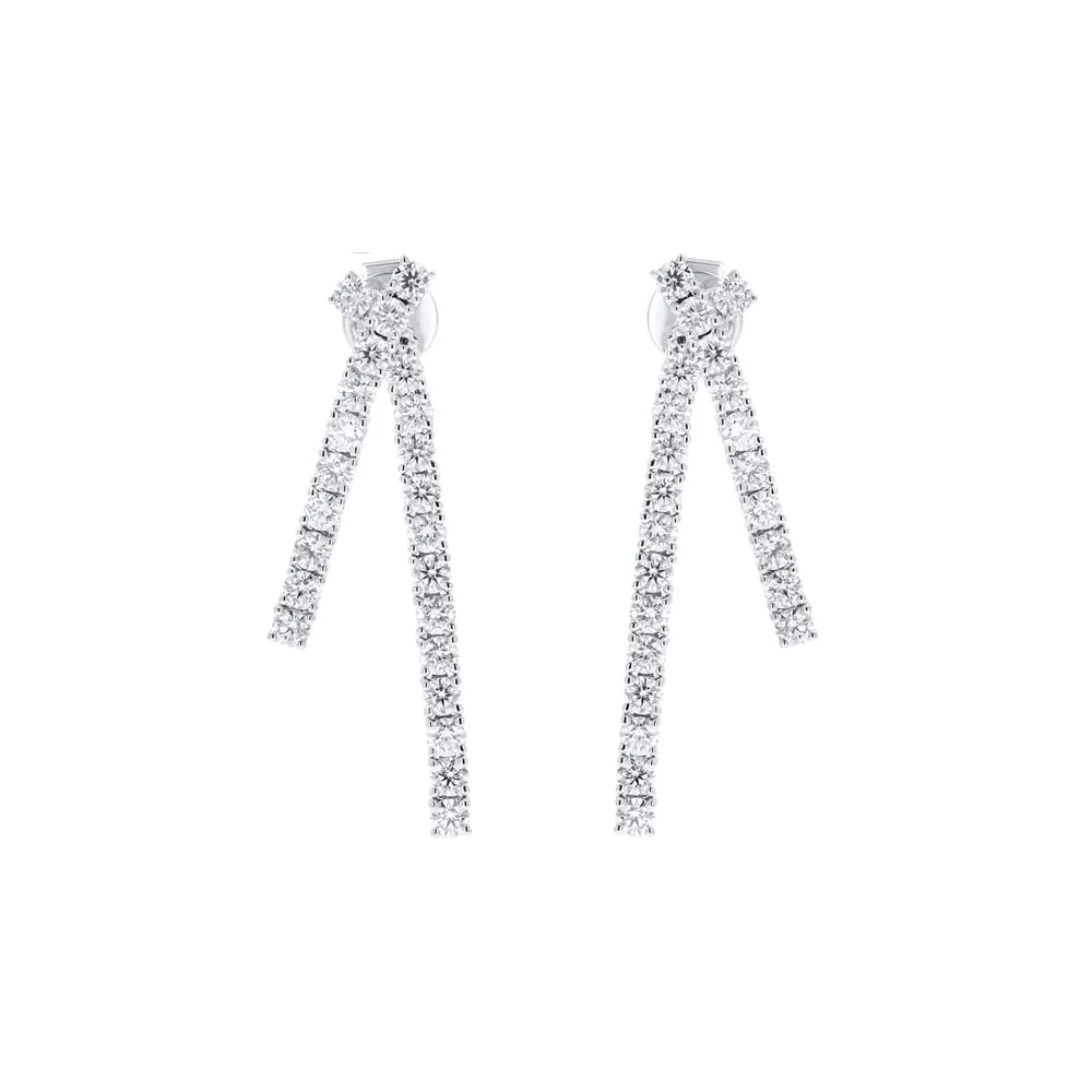 18ct White Gold 1.81ct Diamond Crossover Drop Earrings