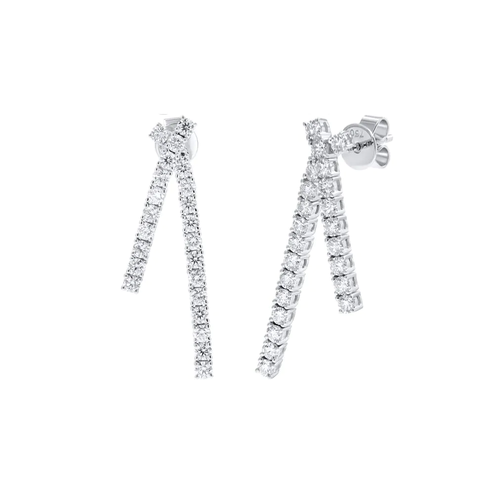 18ct White Gold 1.81ct Diamond Crossover Drop Earrings