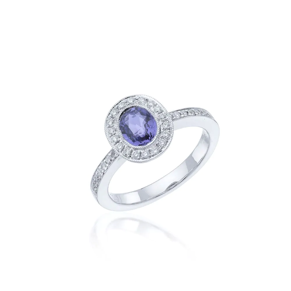 18ct White Gold 0.81ct Purple Sapphire and Diamond Ring