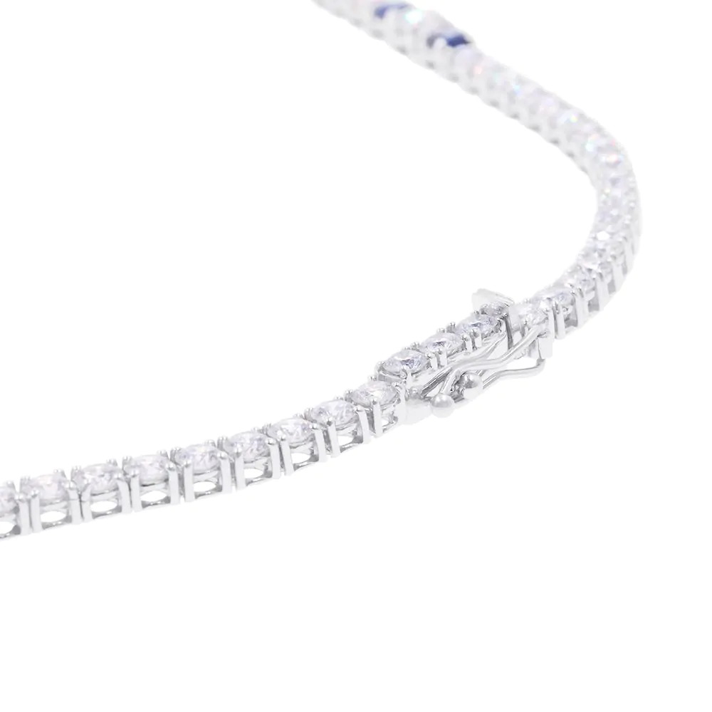 18ct White Gold 10.64ct Diamond and 3.54ct Sapphire Line Necklace