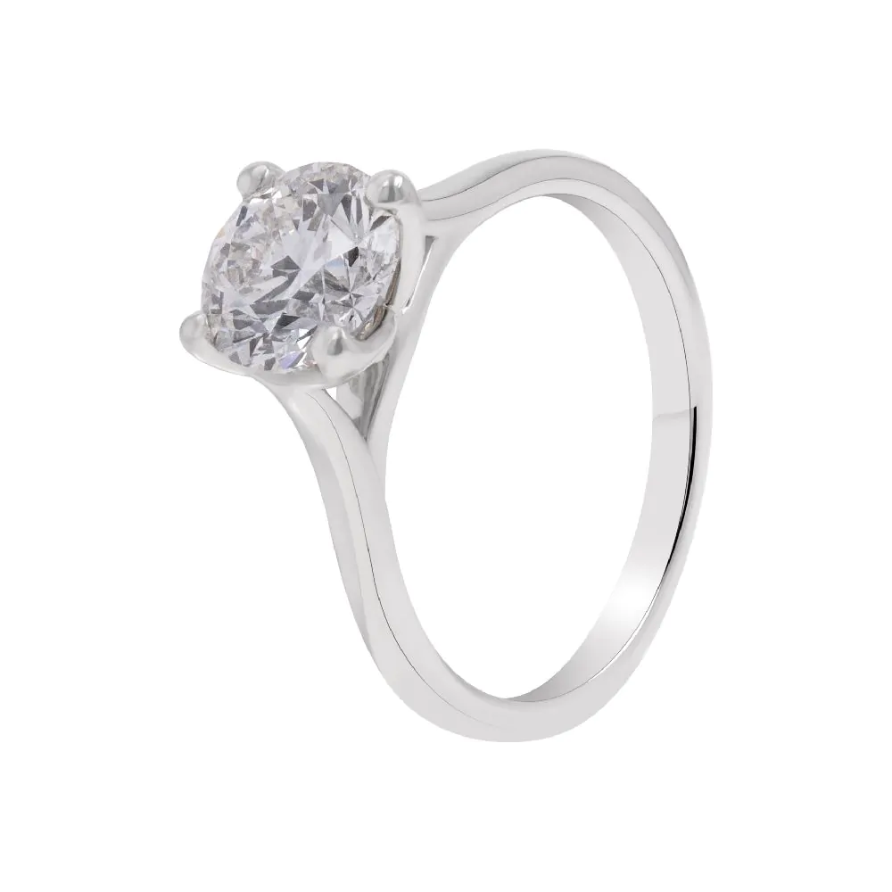 Platinum Laboratory Grown 1.57ct F VS1 Diamond Solitaire Ring