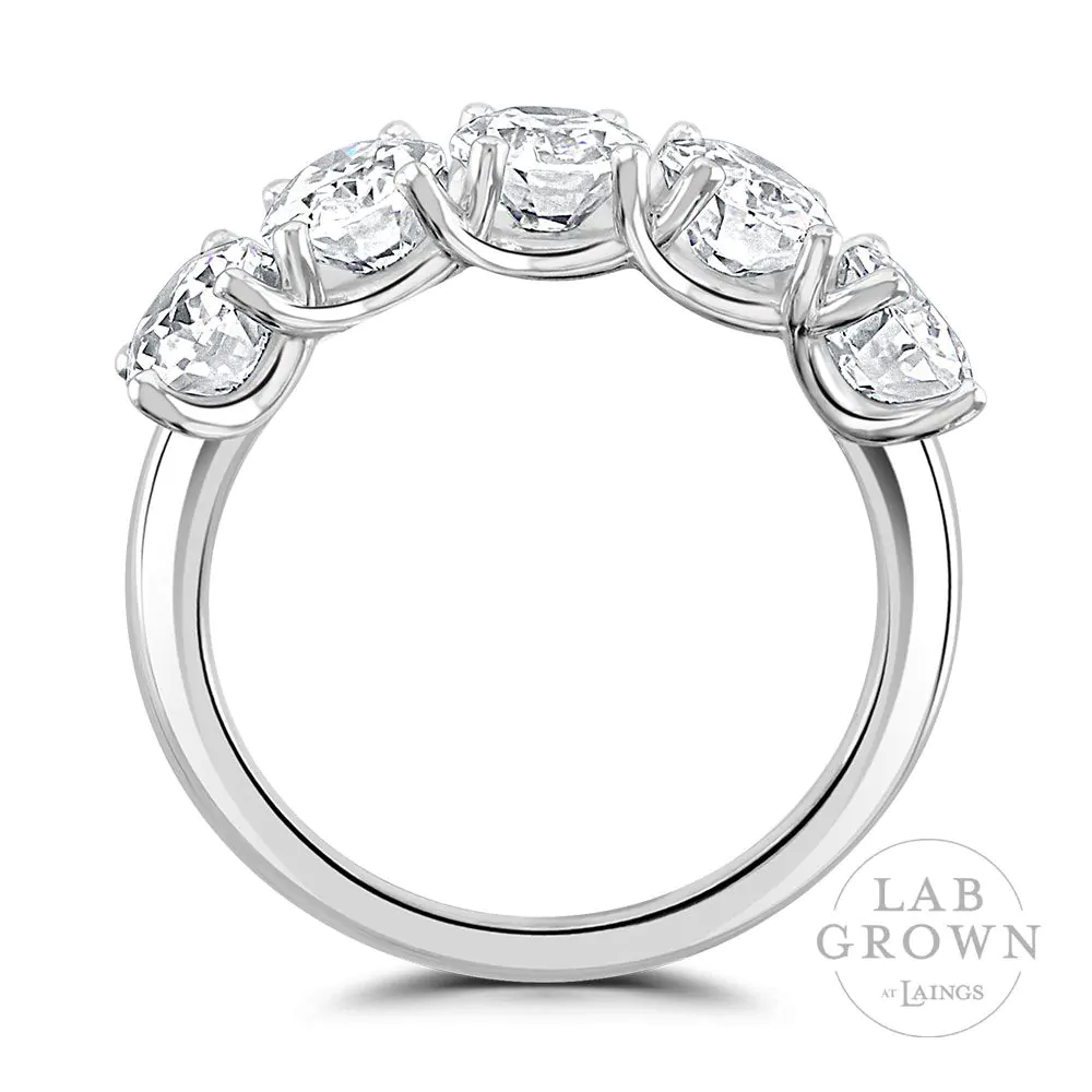 Platinum Laboratory Grown 3.50ct Diamond Five Stone Eternity Ring
