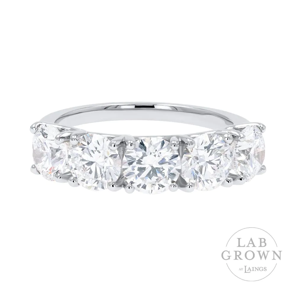 Platinum Laboratory Grown 2.50ct Five Stone Diamond Eternity Ring