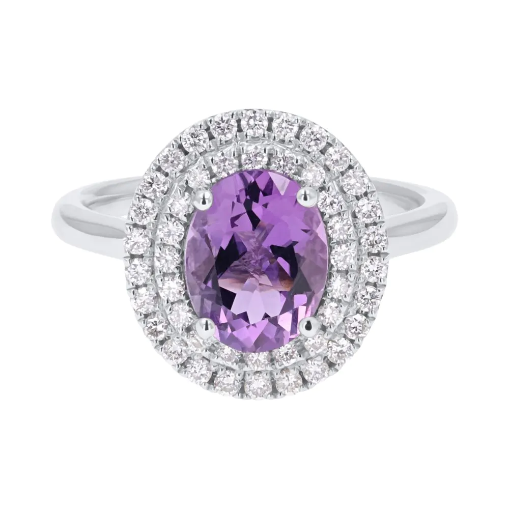 18ct White Gold 1.61ct Amethyst and Diamond Dress Ring