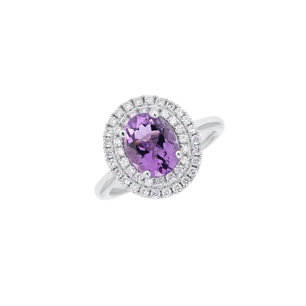 18ct White Gold 1.61ct Amethyst and Diamond Dress Ring