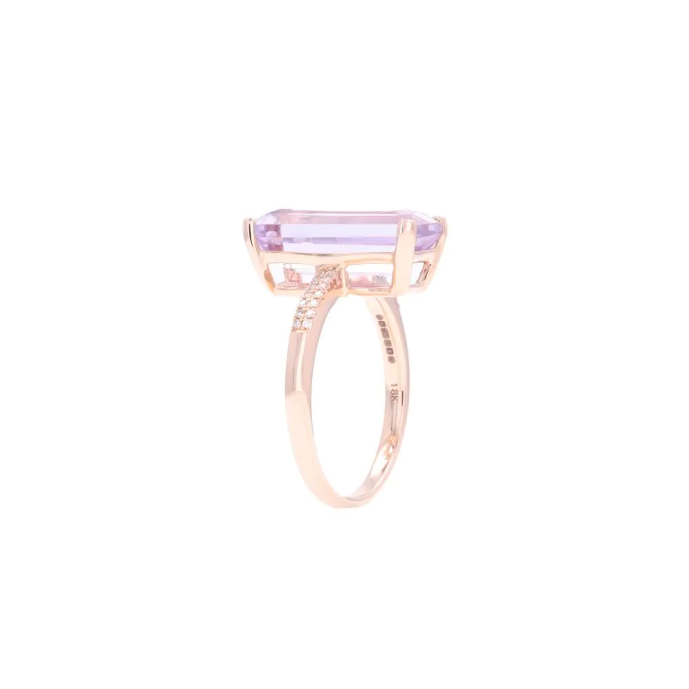 18ct Rose Gold 4.79ct Pink Amethyst and Diamond Ring