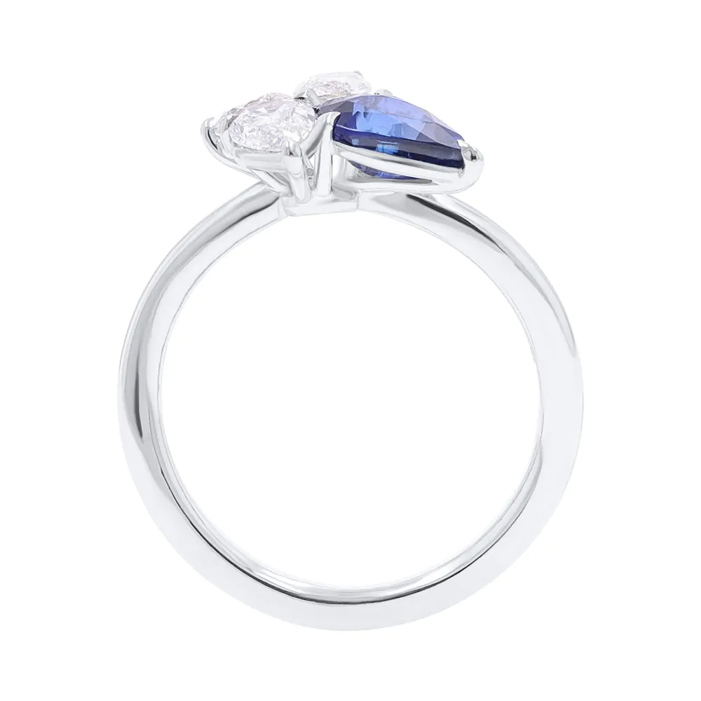 18ct White Gold 1.09ct Sapphire and 0.96ct Diamond Dress Ring