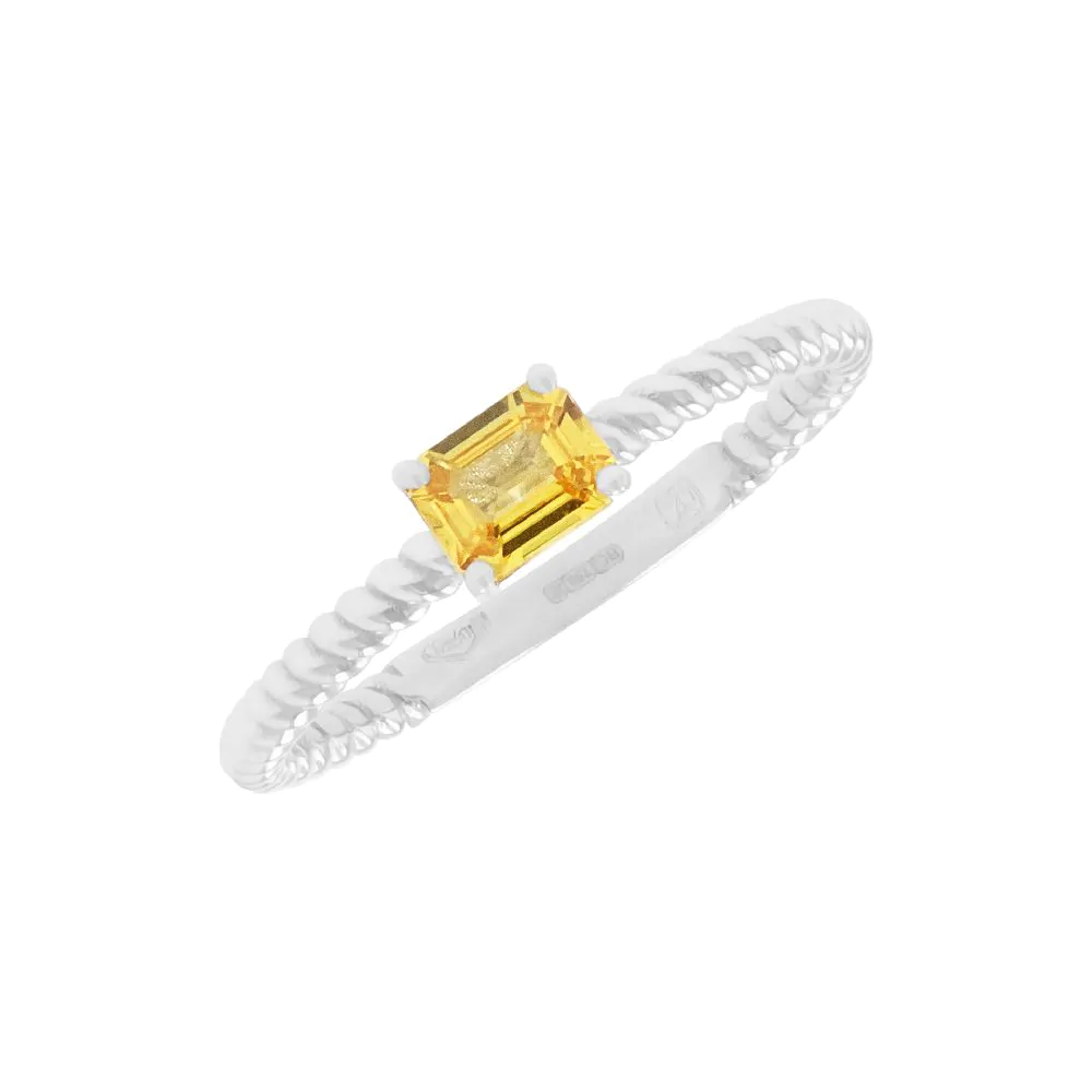 18ct White Gold 0.42ct Yellow Sapphire Solitaire Ring