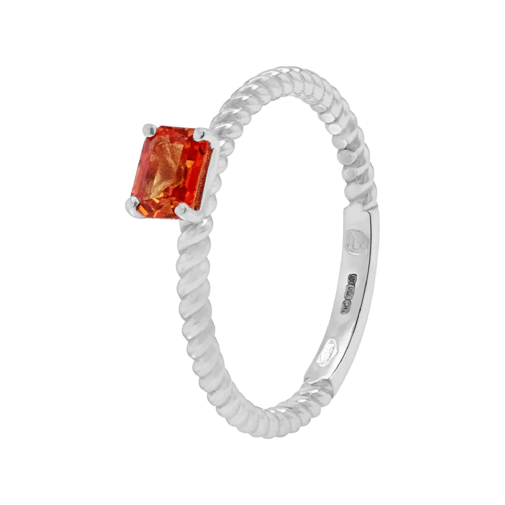 18ct White Gold 0.52ct Orange Sapphire Solitaire Ring