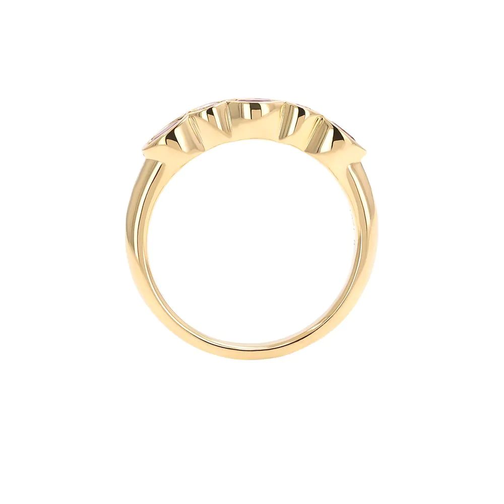 18ct Yellow Gold 0.59 Ruby & Diamond Five Stone Ring
