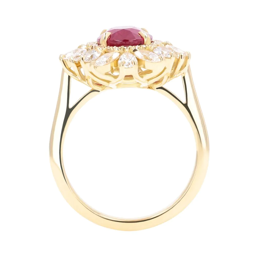 18ct Yellow Gold 2.51ct Ruby and 1.30ct Diamond Ring