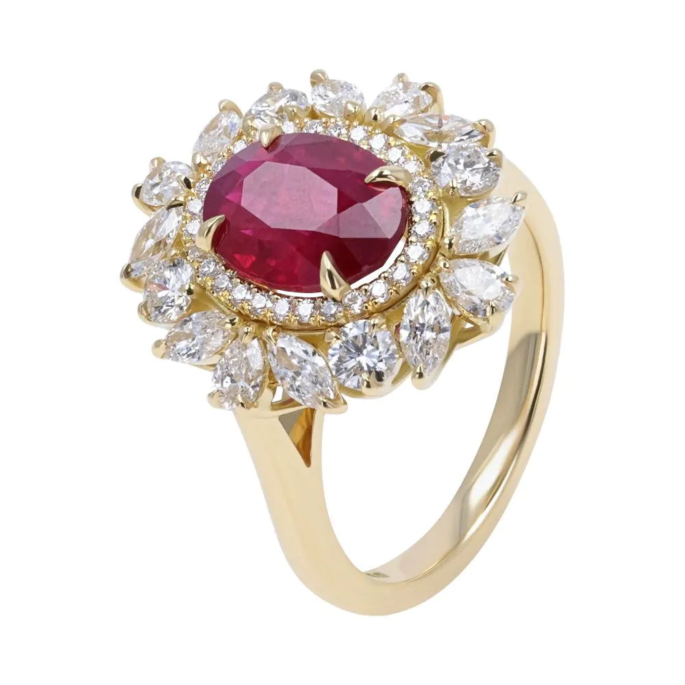 18ct Yellow Gold 2.51ct Ruby and 1.30ct Diamond Ring