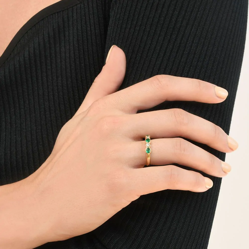 18ct Yellow Gold Five Stone Emerald Ring