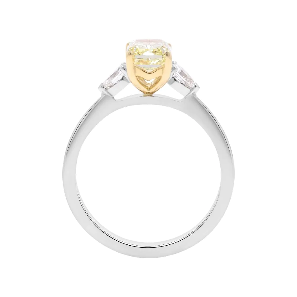 Platinum & 18ct Yellow Gold 1.34ct Yellow Diamond and 0.28ct White Diamond Three Stone Ring