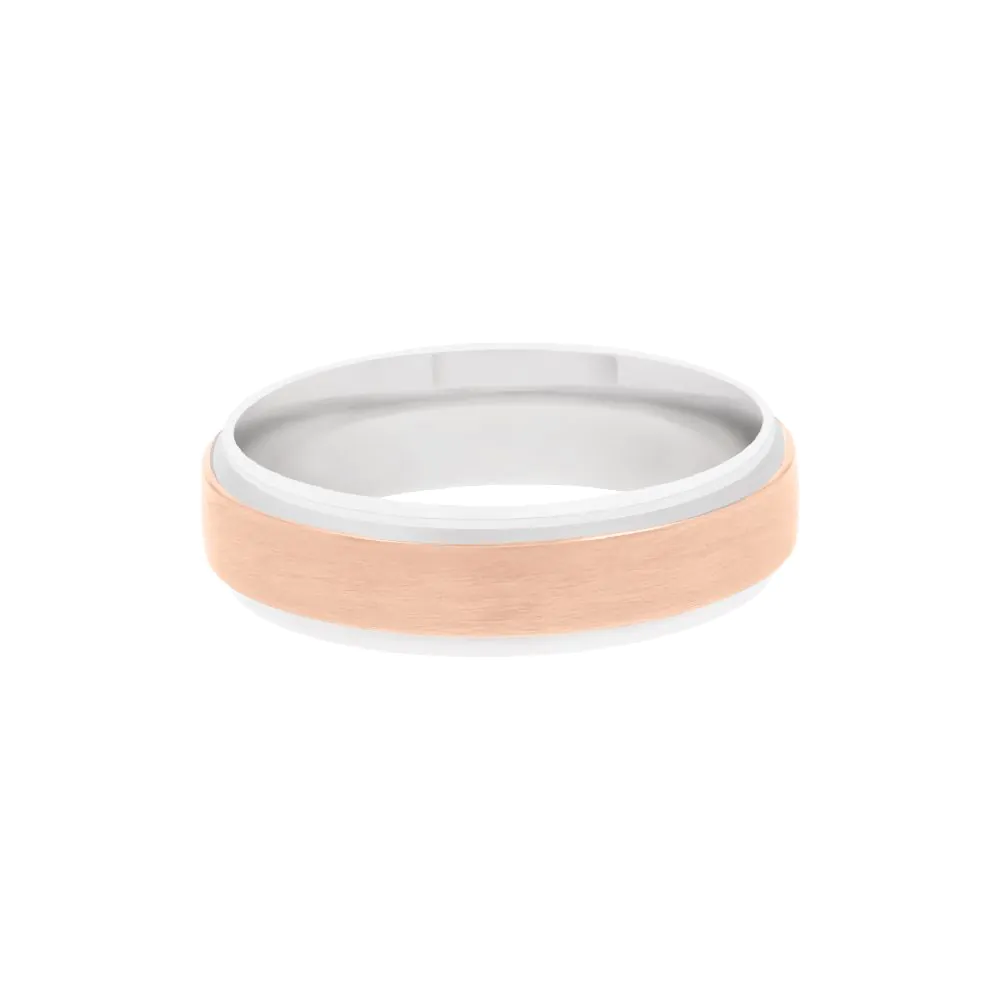 9ct Rose Gold & Palladium 6mm Wedding Ring