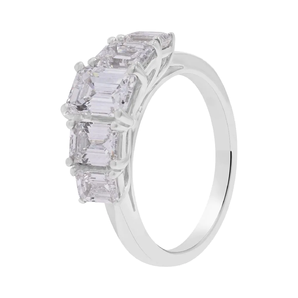Platinum 5 Stone Graduated 2.63ct Emerald Cut Diamond Ring