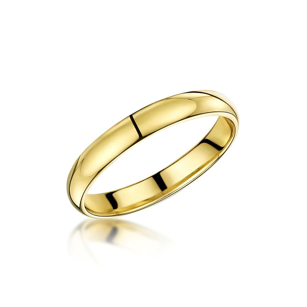 Ladies 18ct Yellow Gold 3mm Court Wedding Ring
